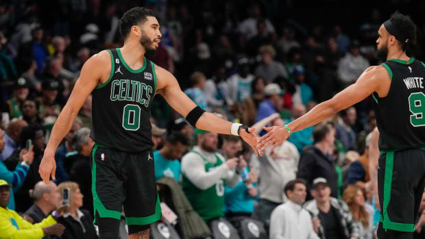 Boston Celtics forward Jayson Tatum, guard Derrick White